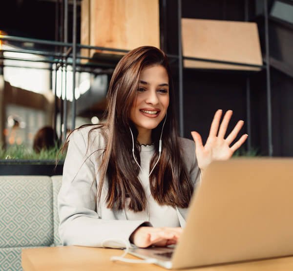 Woman teaching an online lesson