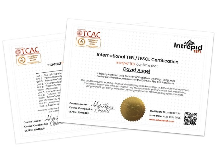 IntrepidTEFL certificates with QR verification
